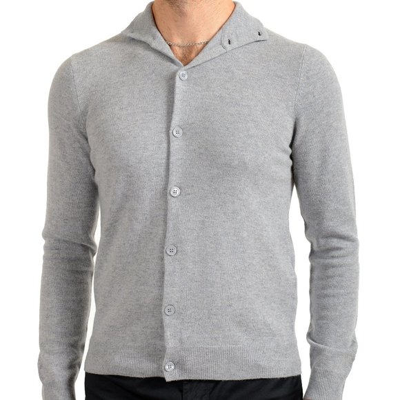 Malo Optimum Men's Gray Wool Cashmere Cardigan Sweater